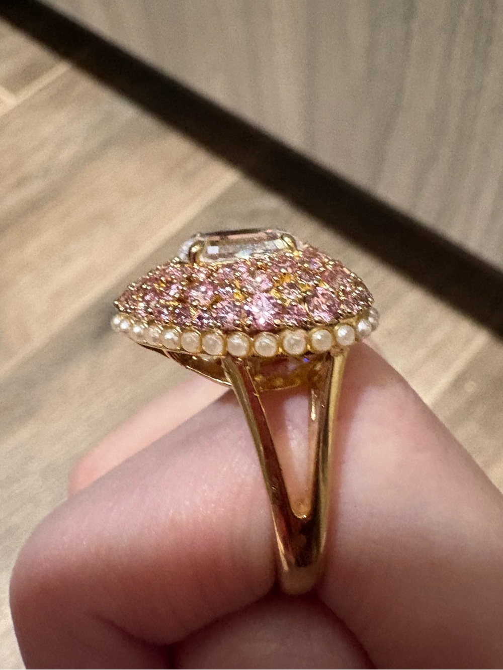 Swarovski Pink and Gold Heart Ring - Picture 11 of 11